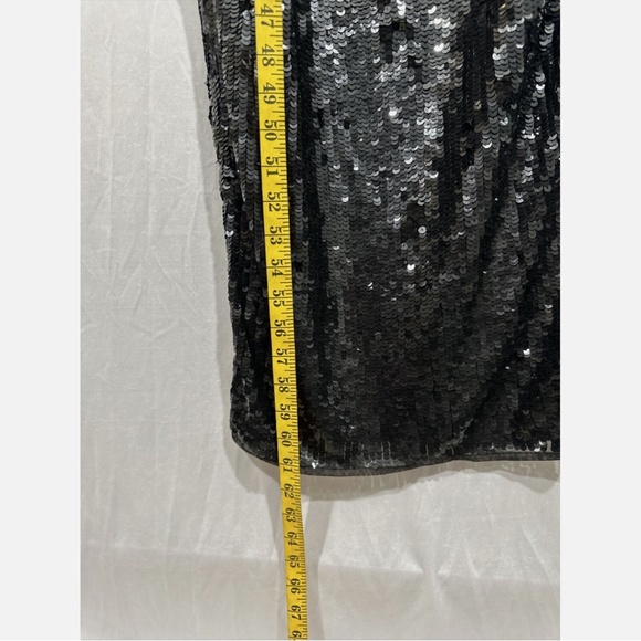 NEW $498 Mac Duggal [ 12 ] Sequin‎ One Shoulder Long sleev Column Gown Black - Picture 6 of 14